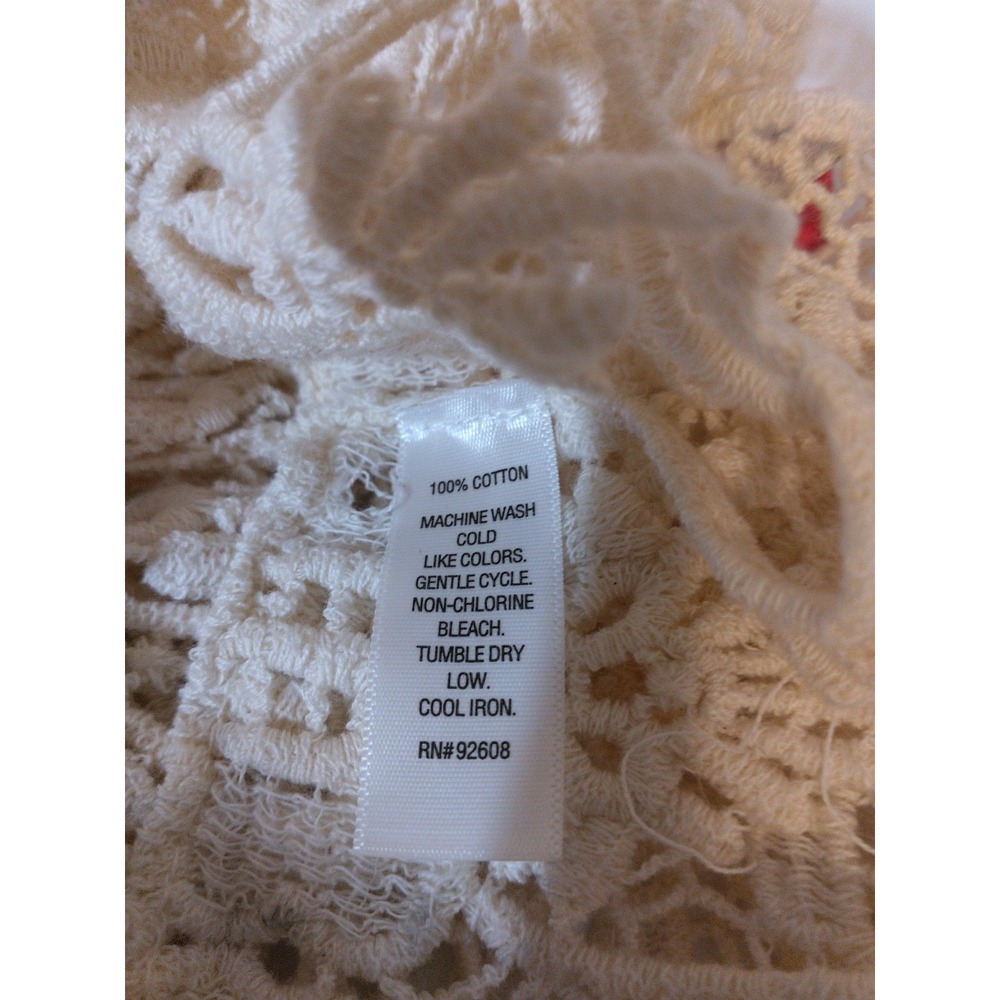Women's Crochet Lace Top Size XL Fits L Boho Festival Coastal Cowgirl Beachy - Picture 4 of 7